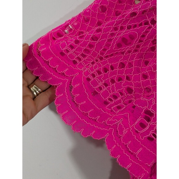 Lilly Pulitzer Marble Off The Shoulder Top In Kir Royal Pink Knotty Lace Sz L - Picture 6 of 10